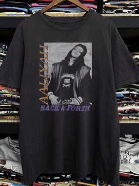 Rare Aaliyah Back and Forth Washed Black Tee